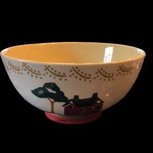 ND hand painted red house pattern bowl.